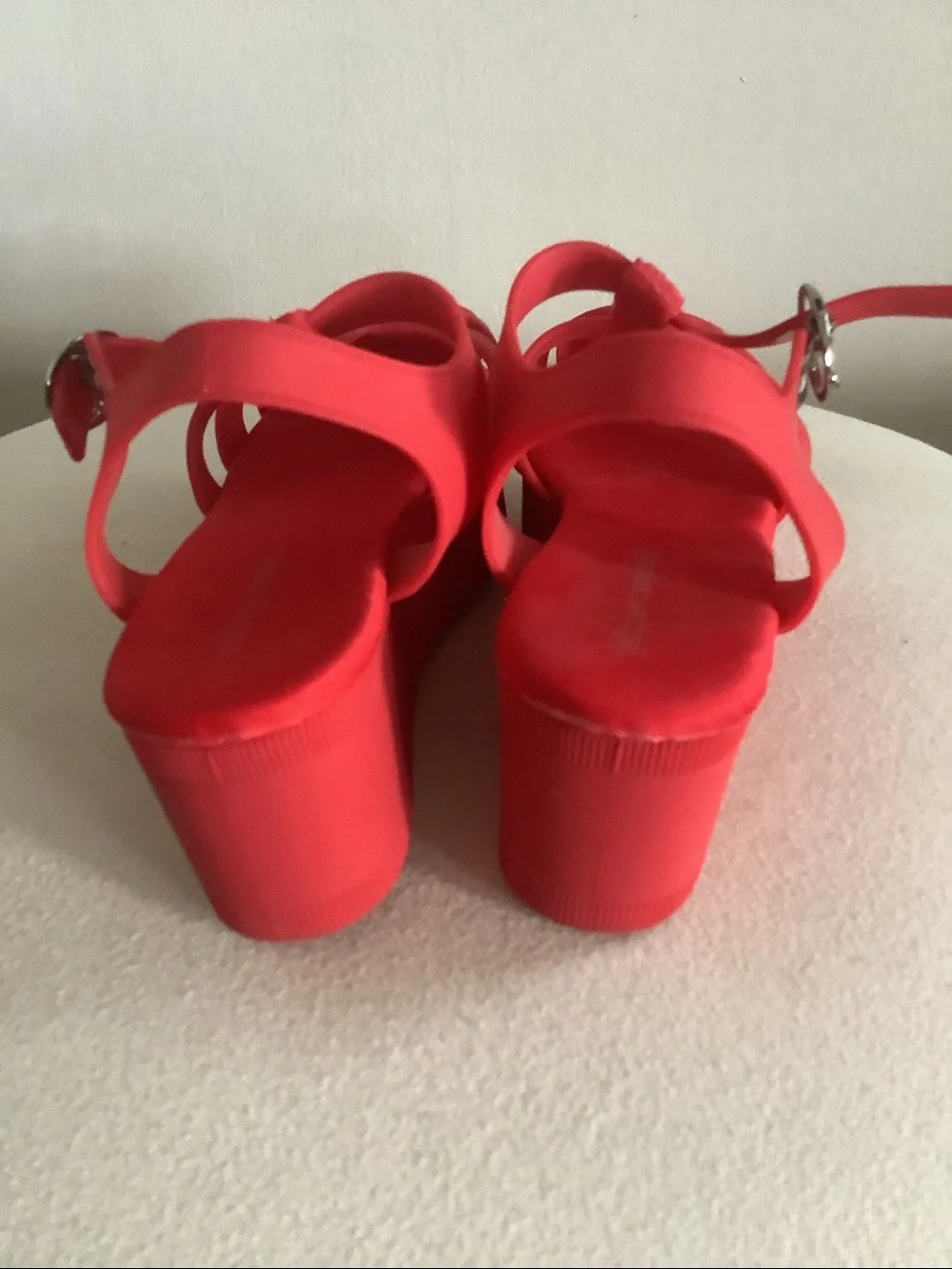 Jeffrey Campbell Platform Fishermen Jelly Sandal Red Size 6